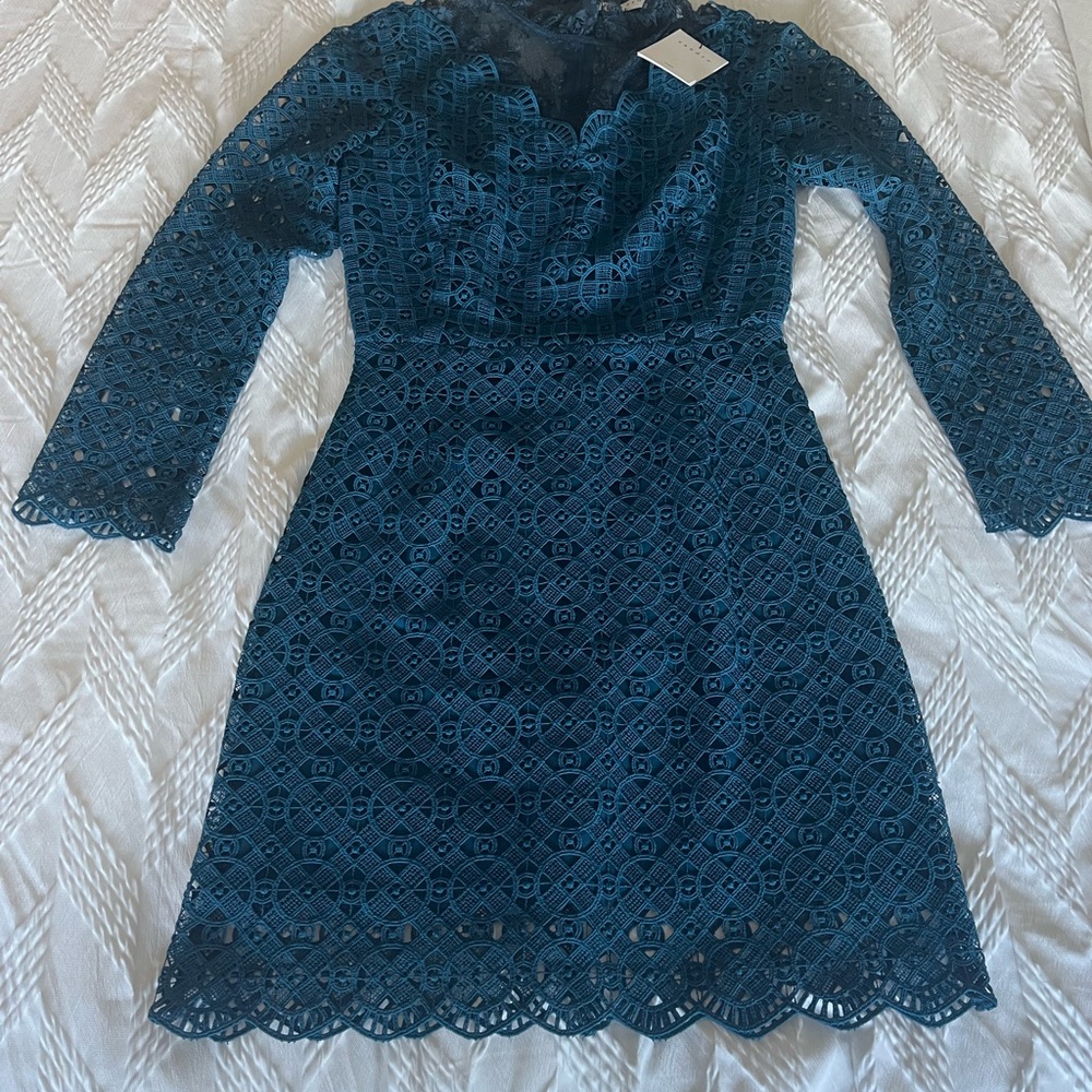Sandro Deep Blue Lace Dress . New